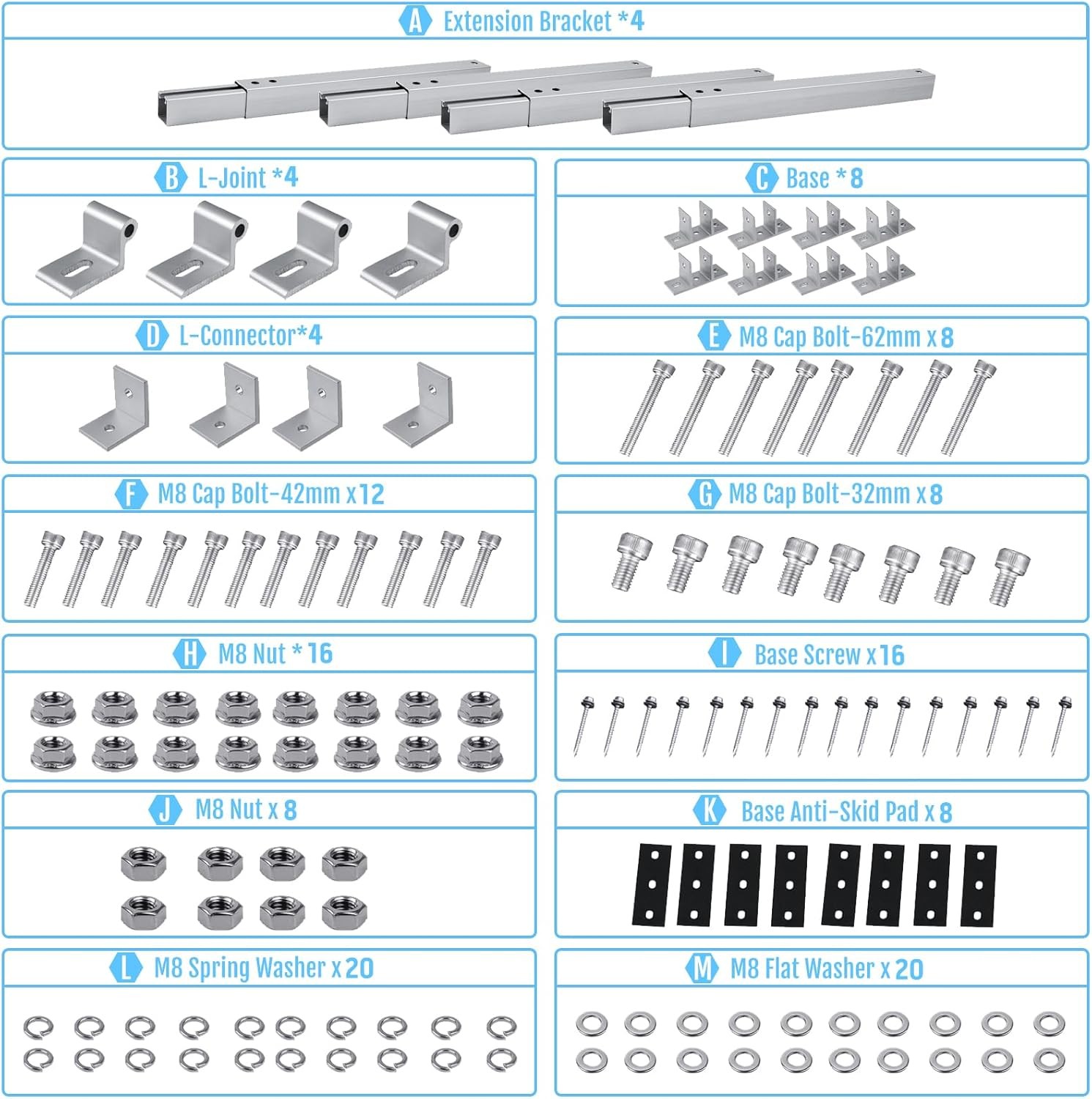 Adjustable Solar Panel Tilt Mount Brackets – Aluminum Alloy Mounting Brackets Su