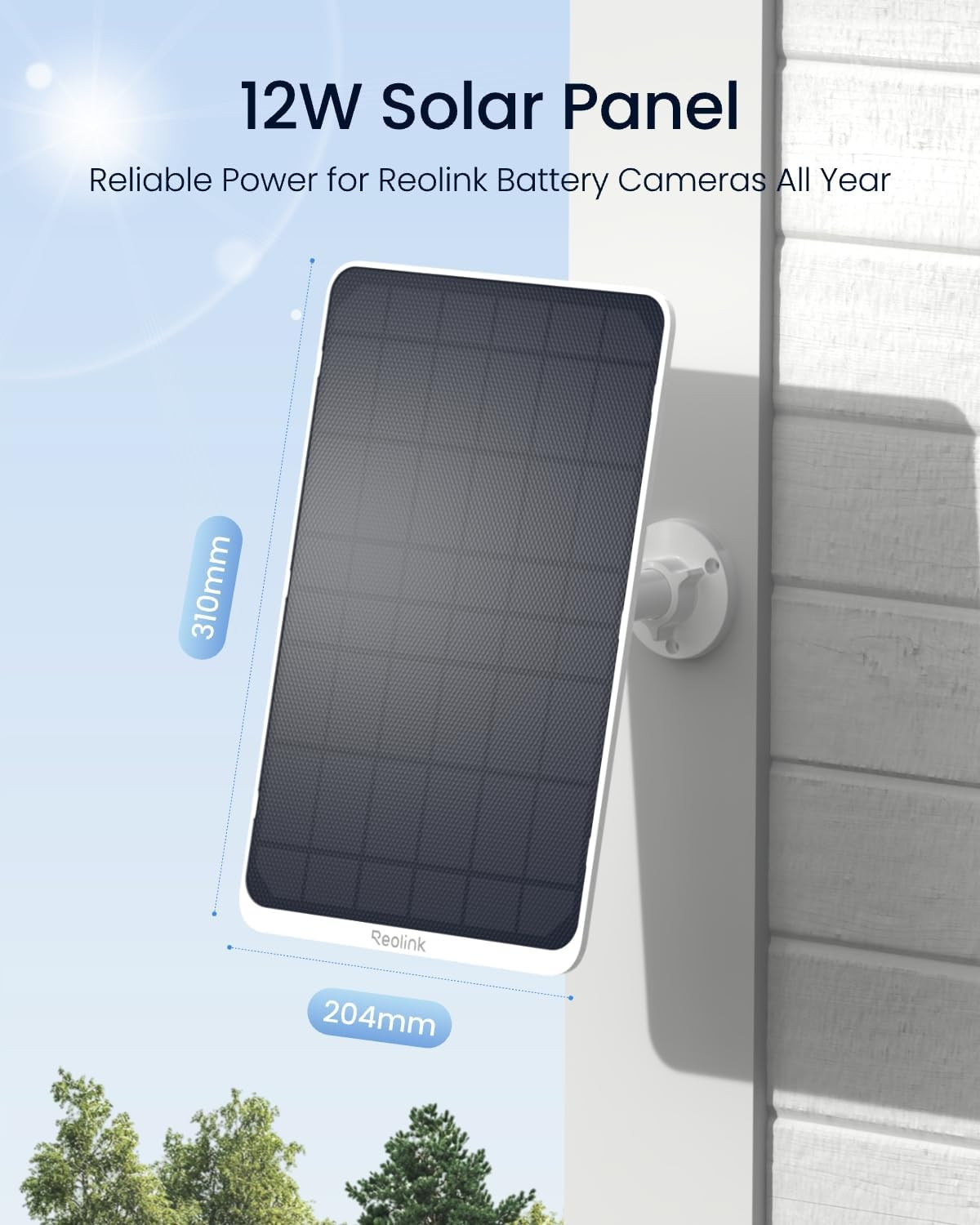 12W Waterproof Solar Panel for Wireless Outdoor Cameras – White