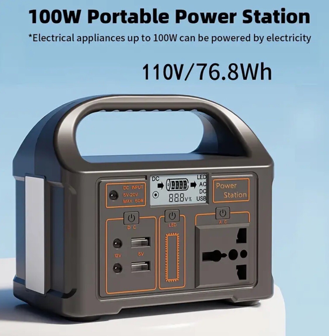100W Portable Solar Power Station 110/220V Power Generator Outdoor Power Supply