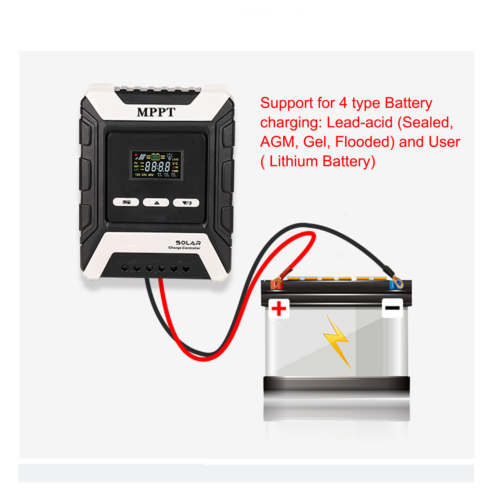 20-60A MPPT Solar Charge Controller Charger 12V/24V/48V with Color LCD Display E
