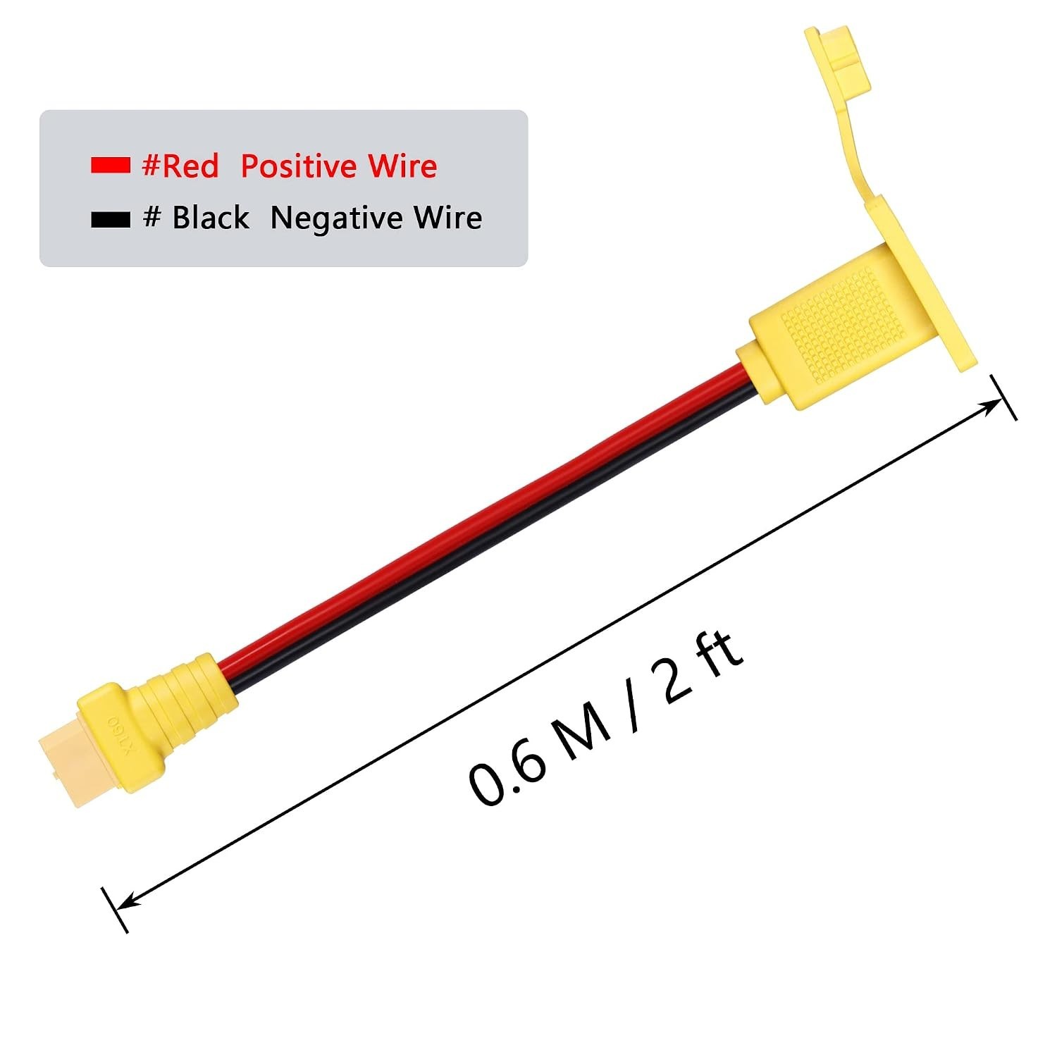 XT60 Male to Female Panel Cable 12AWG 2FT for RC Lipo Battery