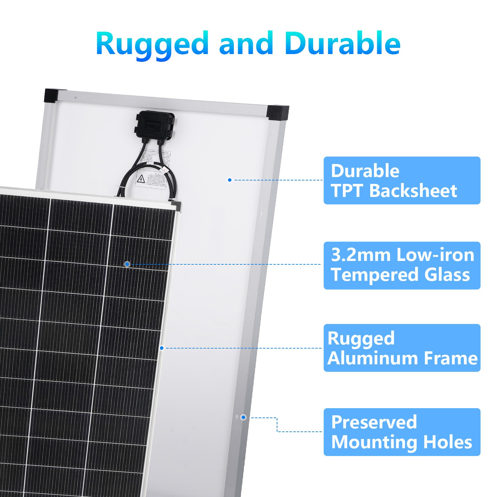 AeternaSol 4Pack 200W Bifacial Solar Panel N-Type Mono 800W Off-Grid Home RV US