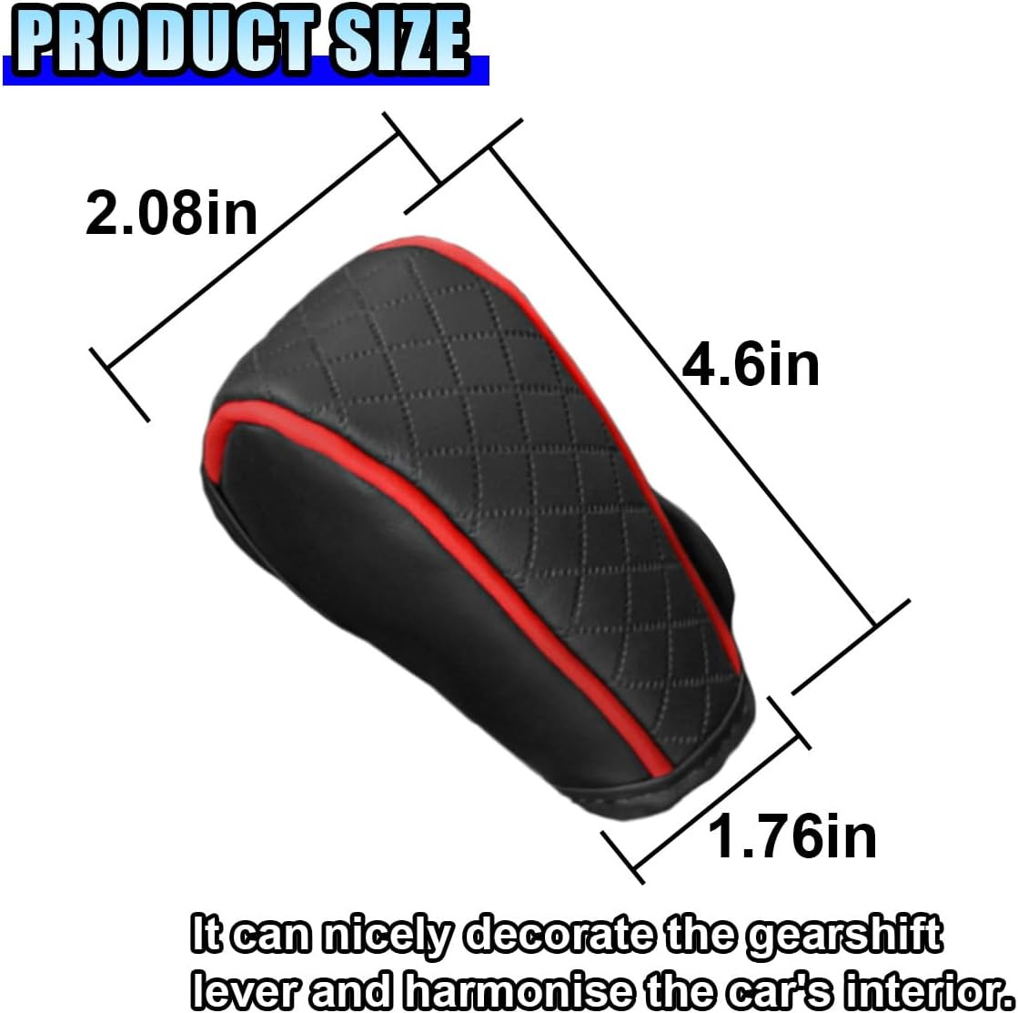 Leather Car Gear Shift Knob Cover, Anti-Slip Breathable Car Shifter Lever Cover,