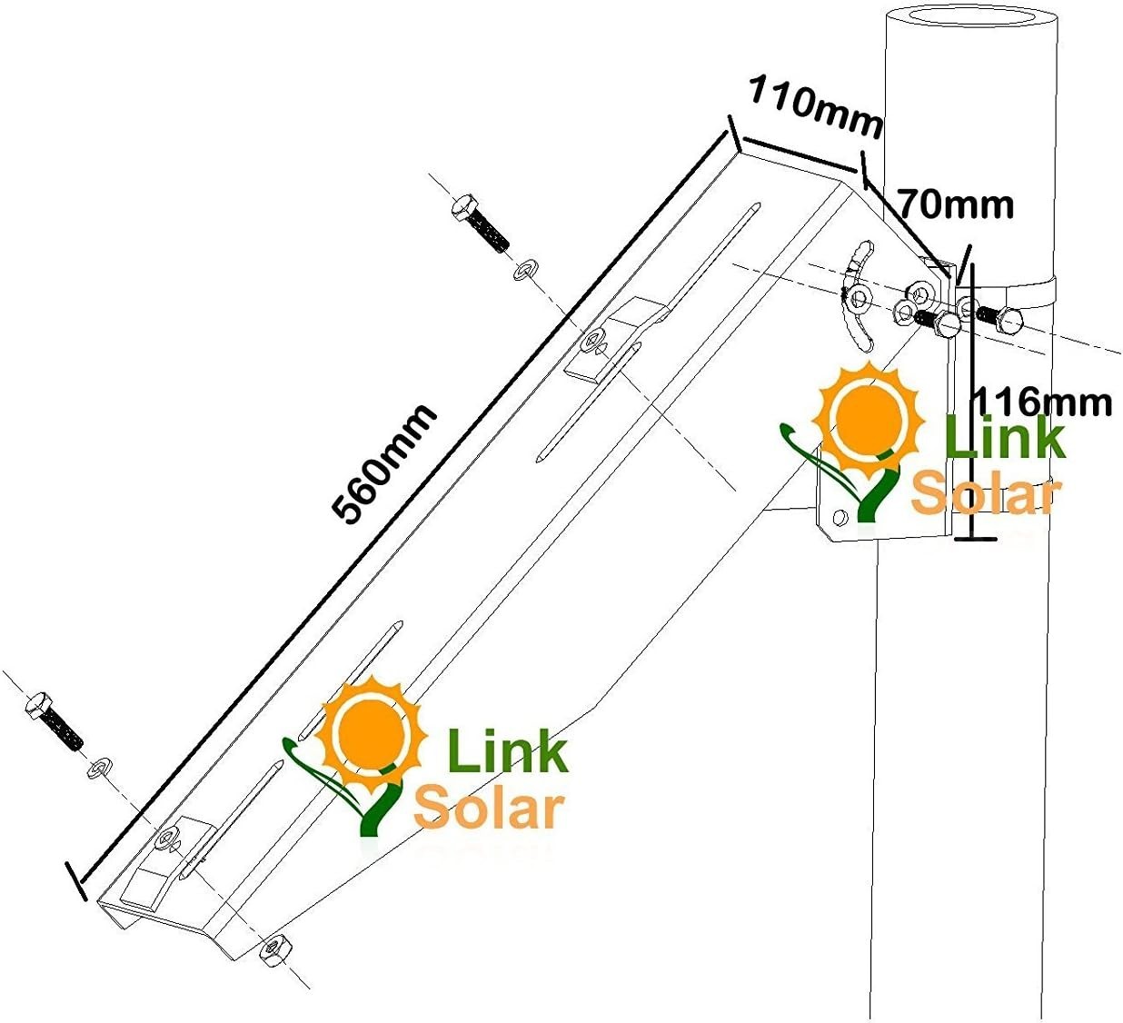 Secure Solar Panel Bracket Set – Stainless Steel Hardware, Wall/Pole Mount
