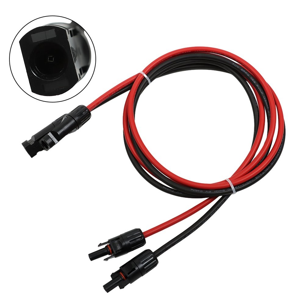 1 Pair 5ft 10AWG Black + Red Solar Panel Extension Cable Wire Connector