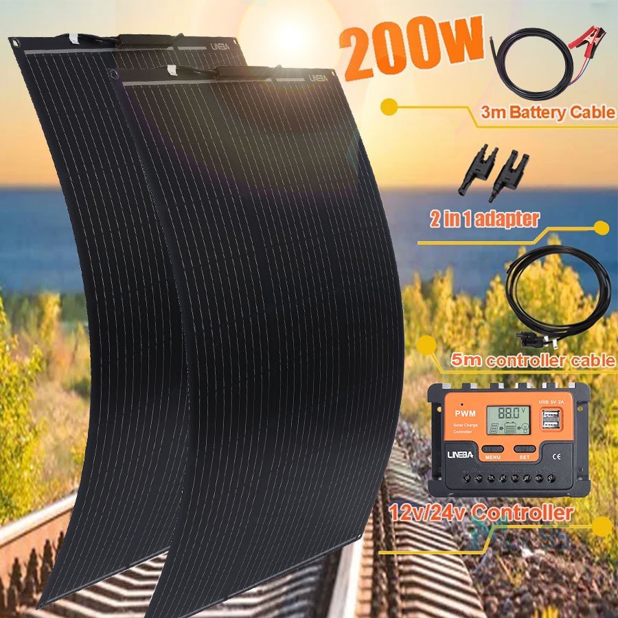 400W Watt 12V Mono Solar Panel Charging Battery Power Camp Off-Grid RV Home Boat