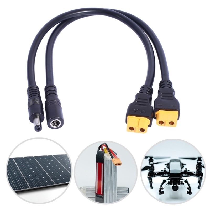 XT60 Female to DC5.5×2.1mm/DC5.5×2.5mm Cable for High Current Applications