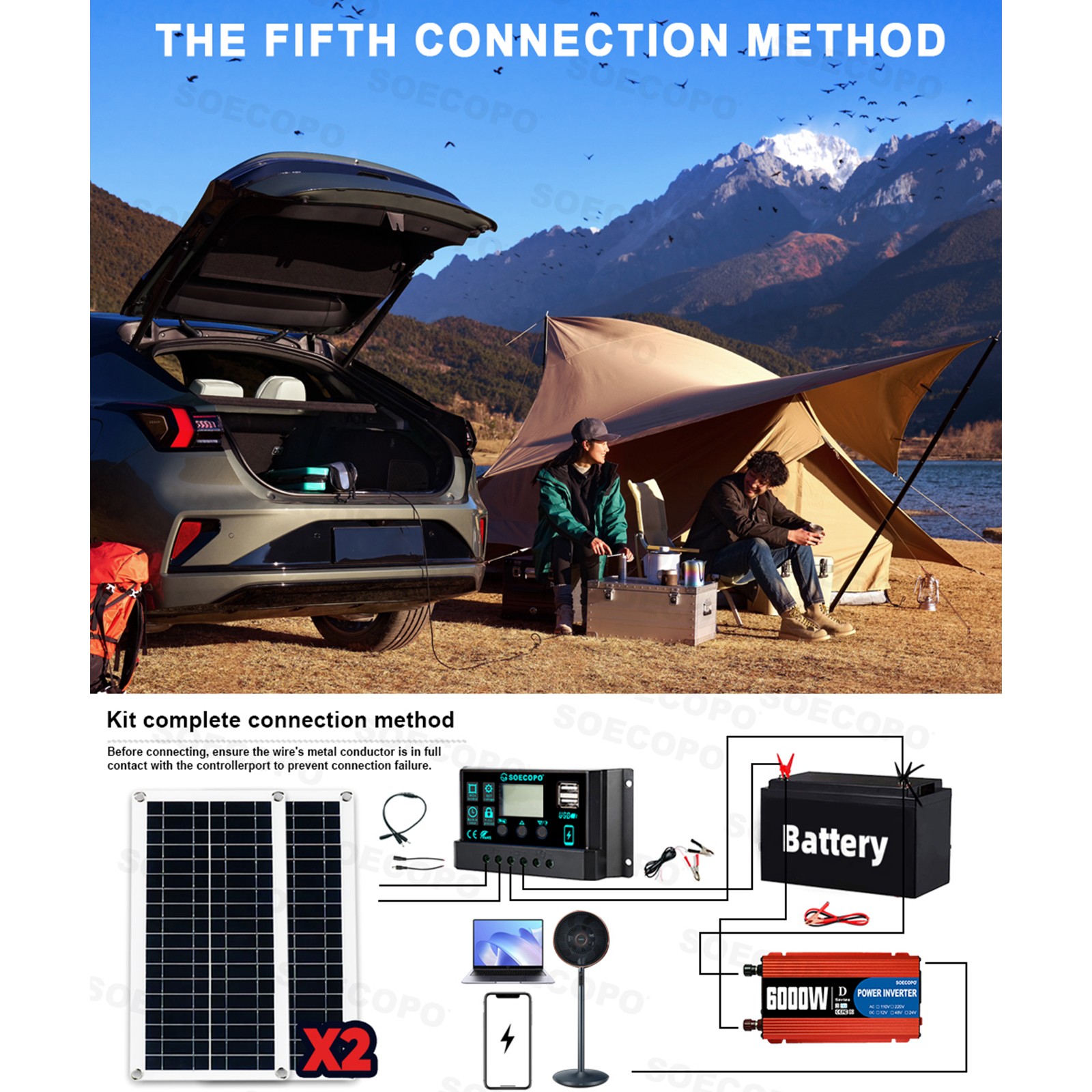 Ultimate 6000W Solar Power Bundle: Inverter DC 12V – AC 110V/220V + 2pcs Solar