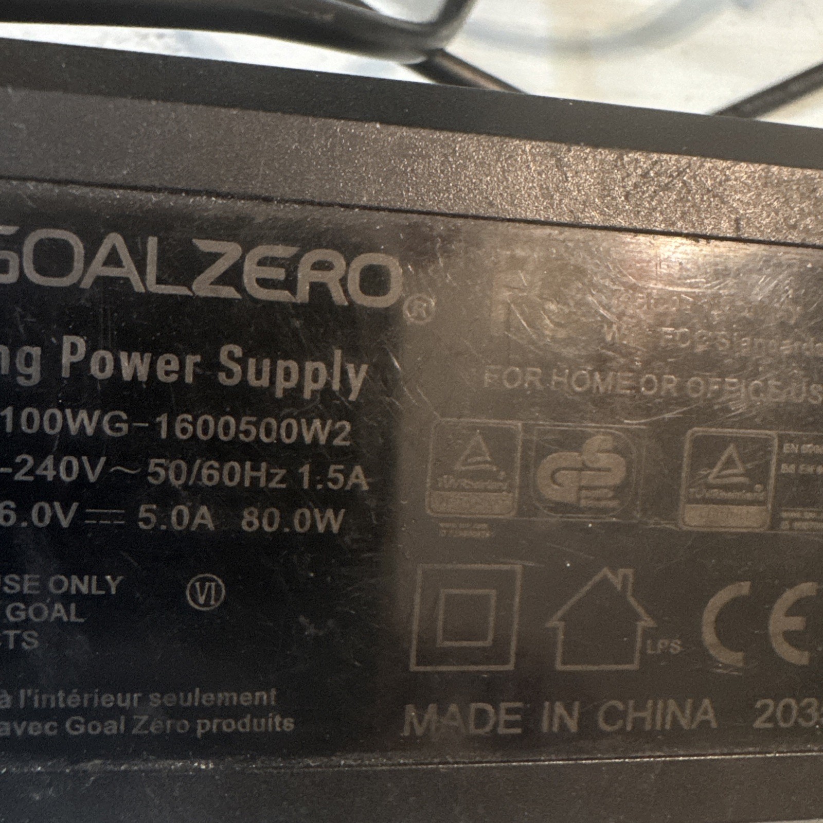 Original Goal Zero AK100WG-1600500W2 16V 5A Power Supply AC Adapter Charger