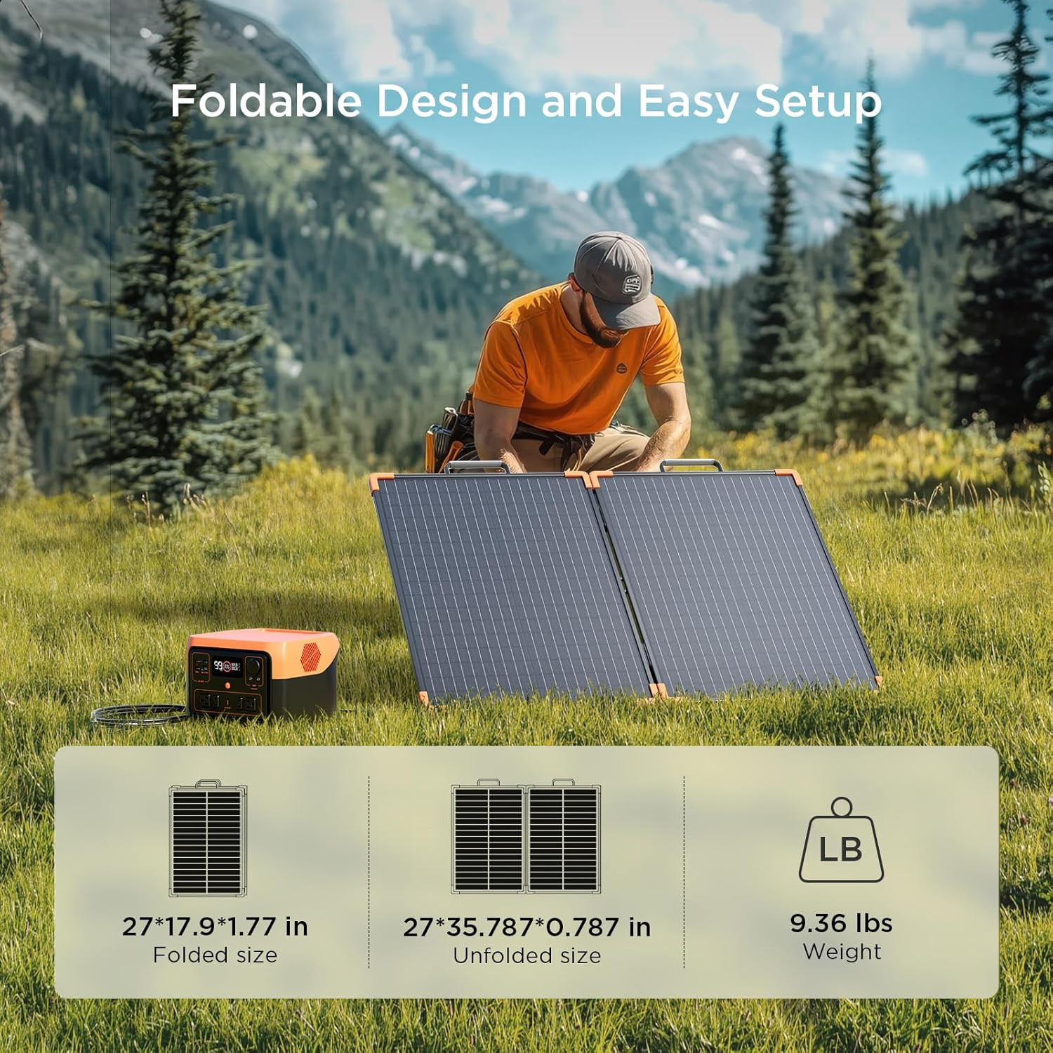 100W Portable Solar Panel, Foldable Tempered Glass Solar Panel Kit with 20A PWM