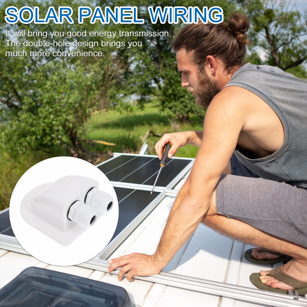 1 Pack Reusable Solar Cable Entry Gland Dual Hole White ABS for Camper Wiring