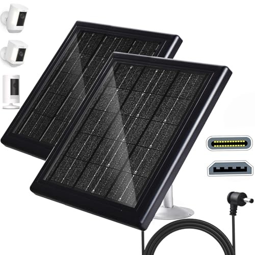 Ring Camera Solar Panel 5V 5W Outdoor Solar Battery Charger for 2 Pack Black