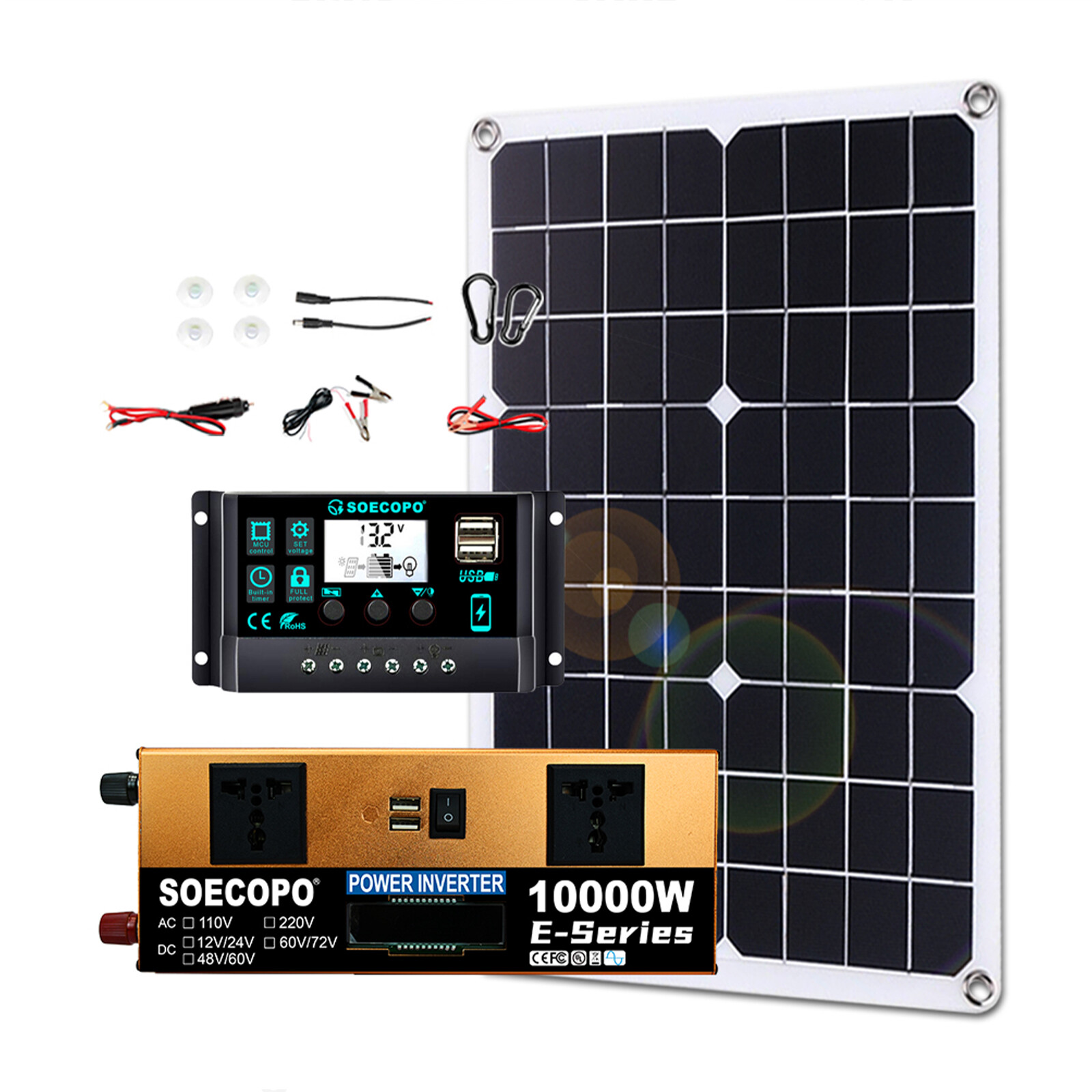 10000W Power Inverter Solar Generator With 200W Solar Panel Home Complete Set