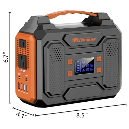 Portable Solar Generator, 300W Portable Power Station with Black Orange