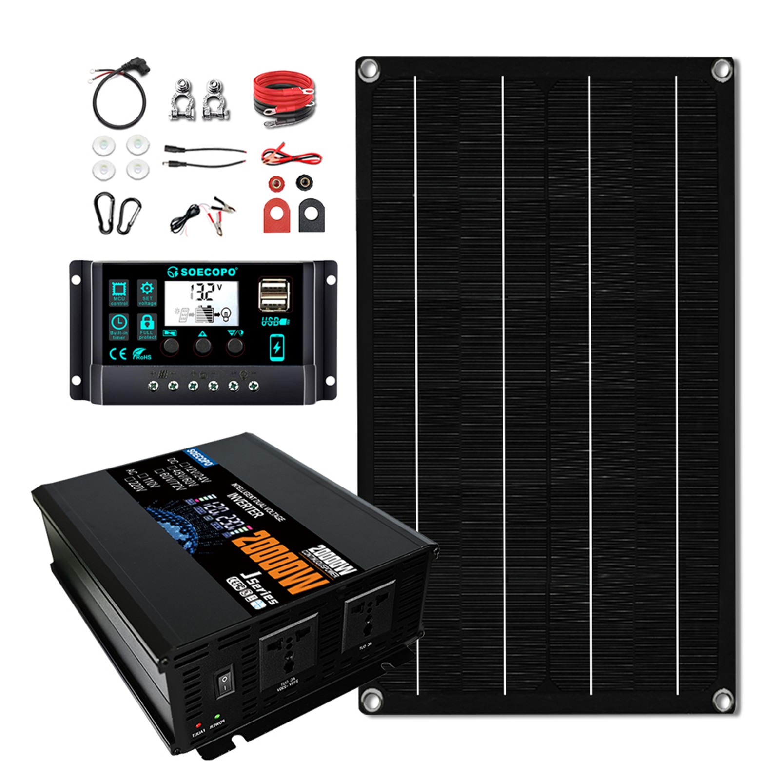 20000W Solar Power Inverter Kit | 800W Panel + Controller | 12V/24V to 110V/220V