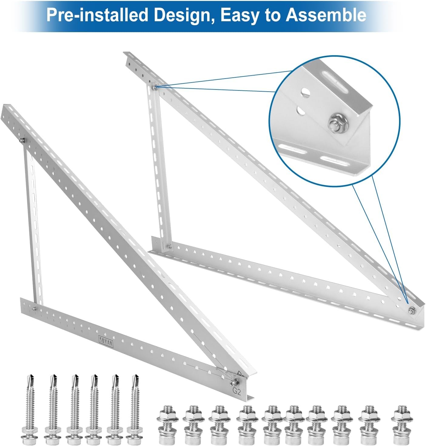 2 Sets 45″ Solar Panel Mount Brackets for 100-400 Watts Solar Panel with Enhance