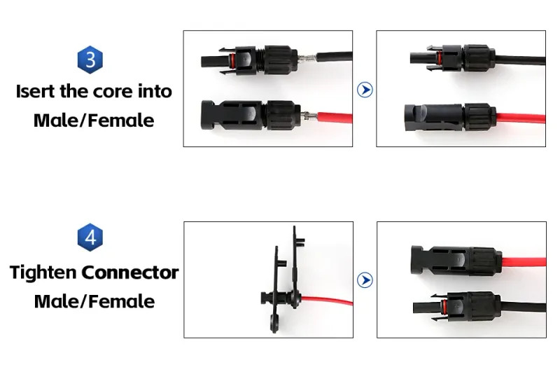 100Pcs PV DC Connector Kit 1000V/1500V 30A-60A IP67 IP68 for 2.5-6mm² Cable