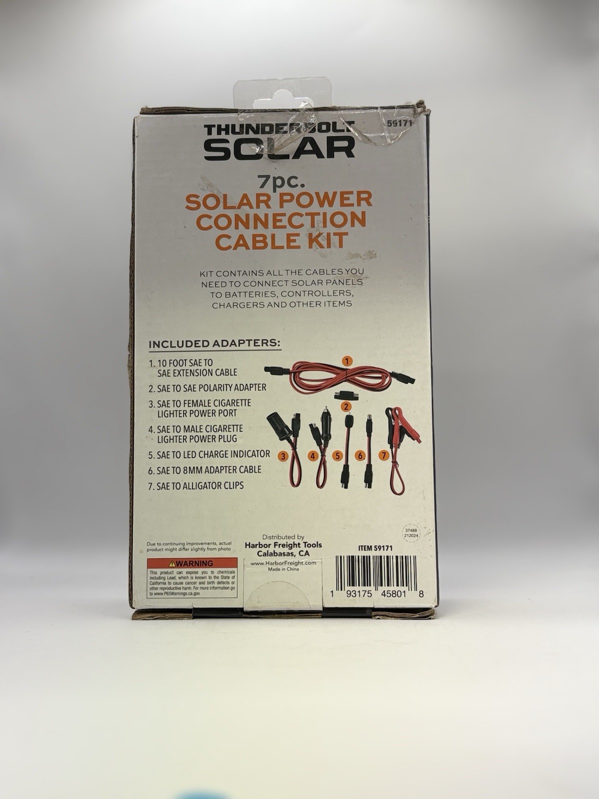 THUNDERBOLT MAGNUM 6PC SOLAR PANEL POWER CONNECTION CABLE KIT 12 VOLT 63981 PORT