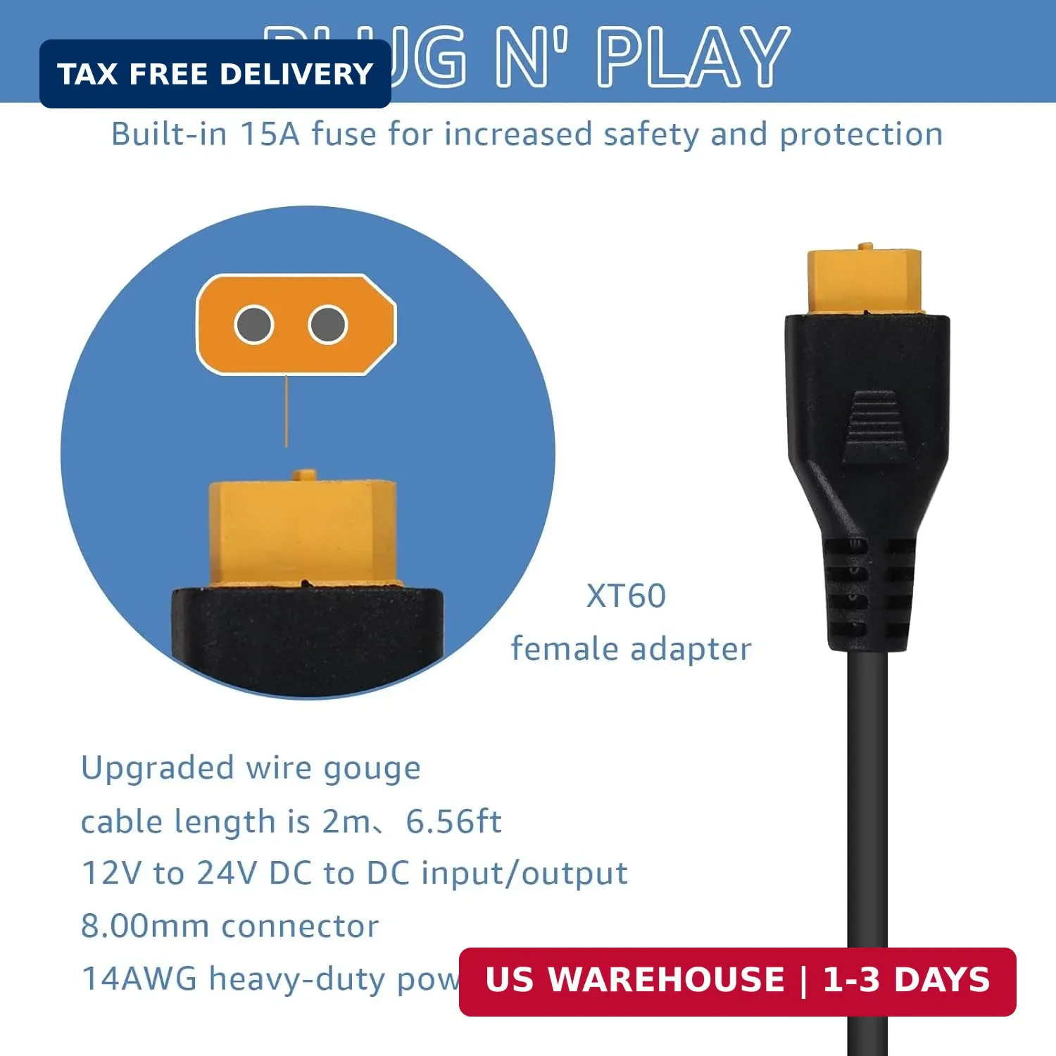Portable12V/24V car Charger Suitable for Ecoflow Delta/River, Bluetti EB55, Anke