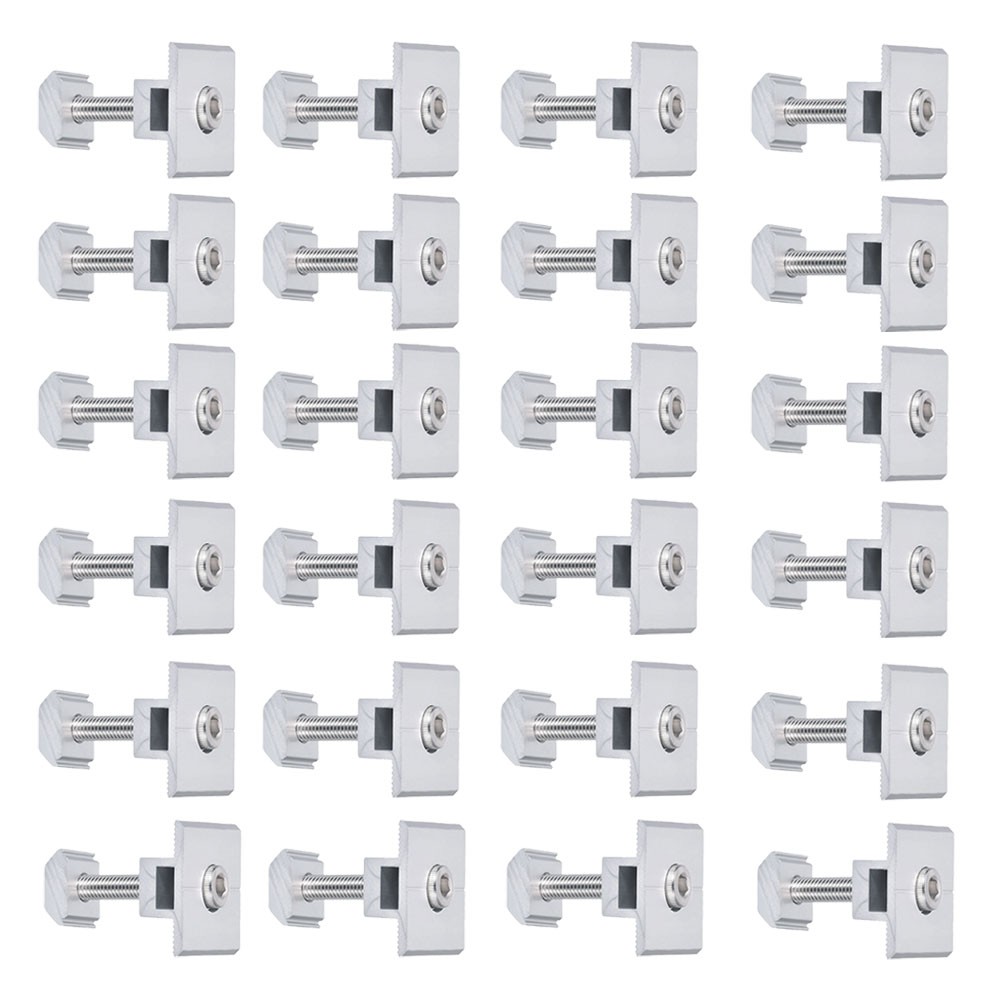 24Pcs 30mm Solar Panel Middle Clamps Aluminium Solar Panel Mount Mid Clip US