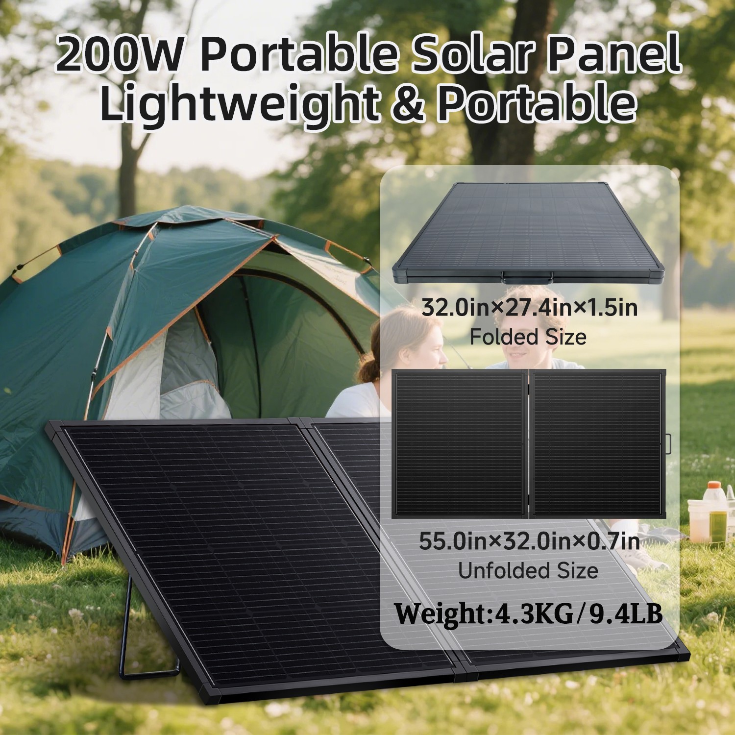 200W Portable Solar Panel ETFE Foldable Solar Charger for Power Station Charging