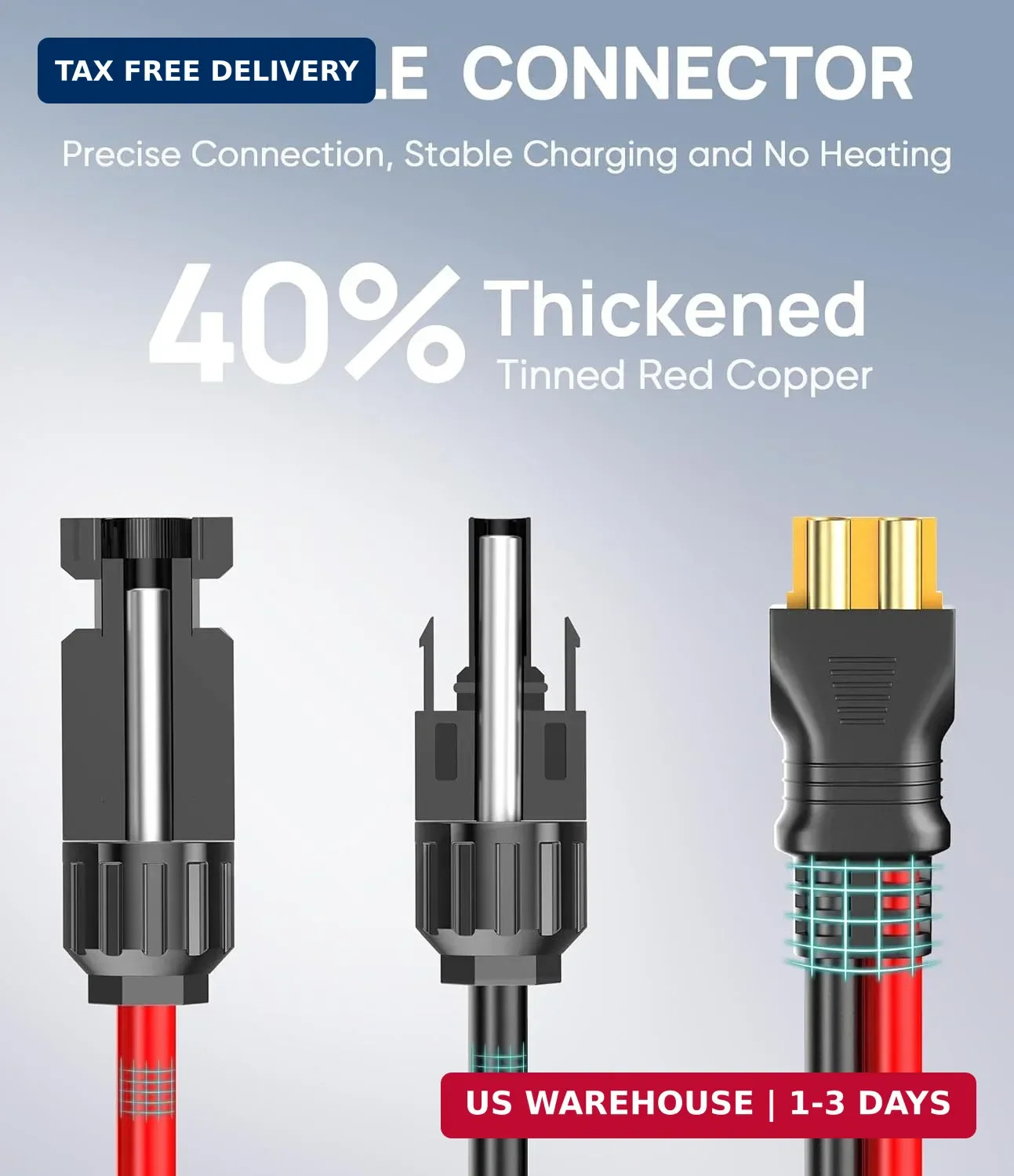 12AWG-10ft Advanced Solar to XT60 Charging Cable,Redesign Solar Panel Connector