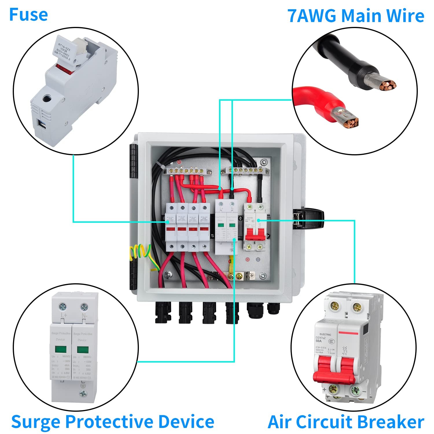 Pv Combiner Box 4 String Metal Solar Combiner Box With 15a Rated Current Fuse Su