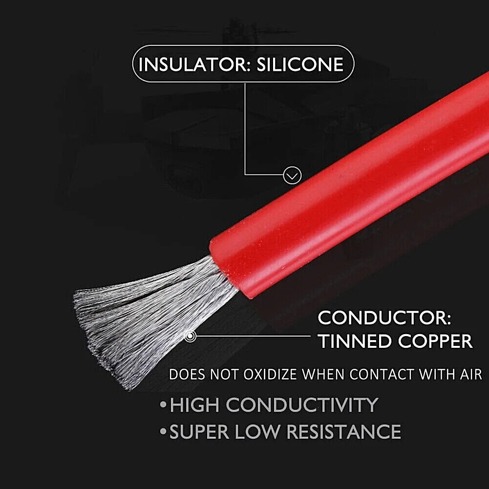 10 AWG Solar Panel Extension Cable PV Wire Solar Connectors Pair Black Red 6mm²