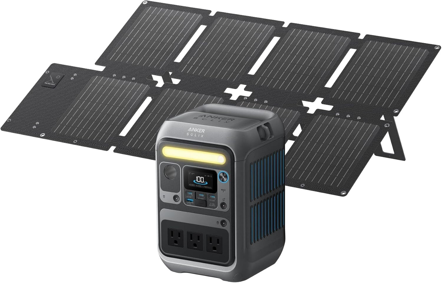 Solar Generator SOLIX C300 with 60W Solar Panel, 288Wh Portable Power Station, 3