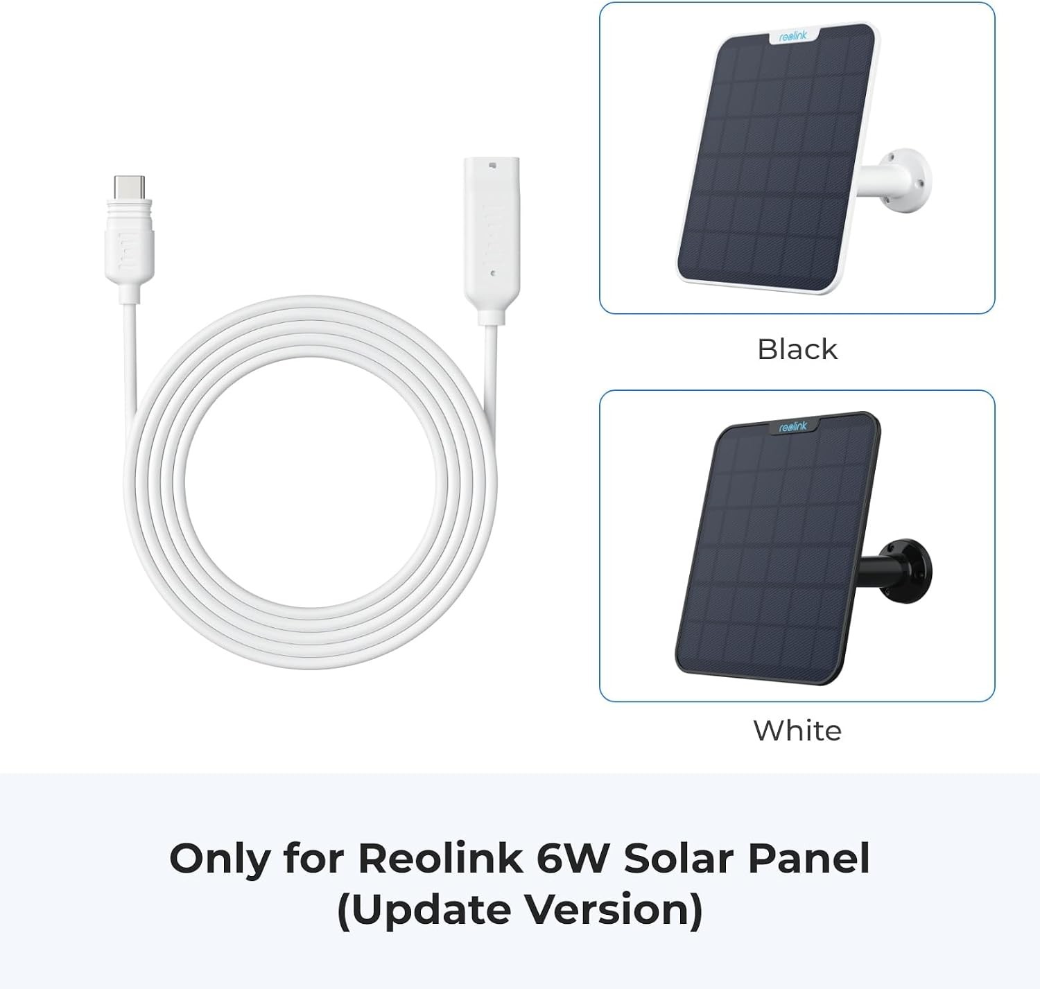 Solar Panel Extension Cable 4.5M White Type C Port for 6W Solar Panel
