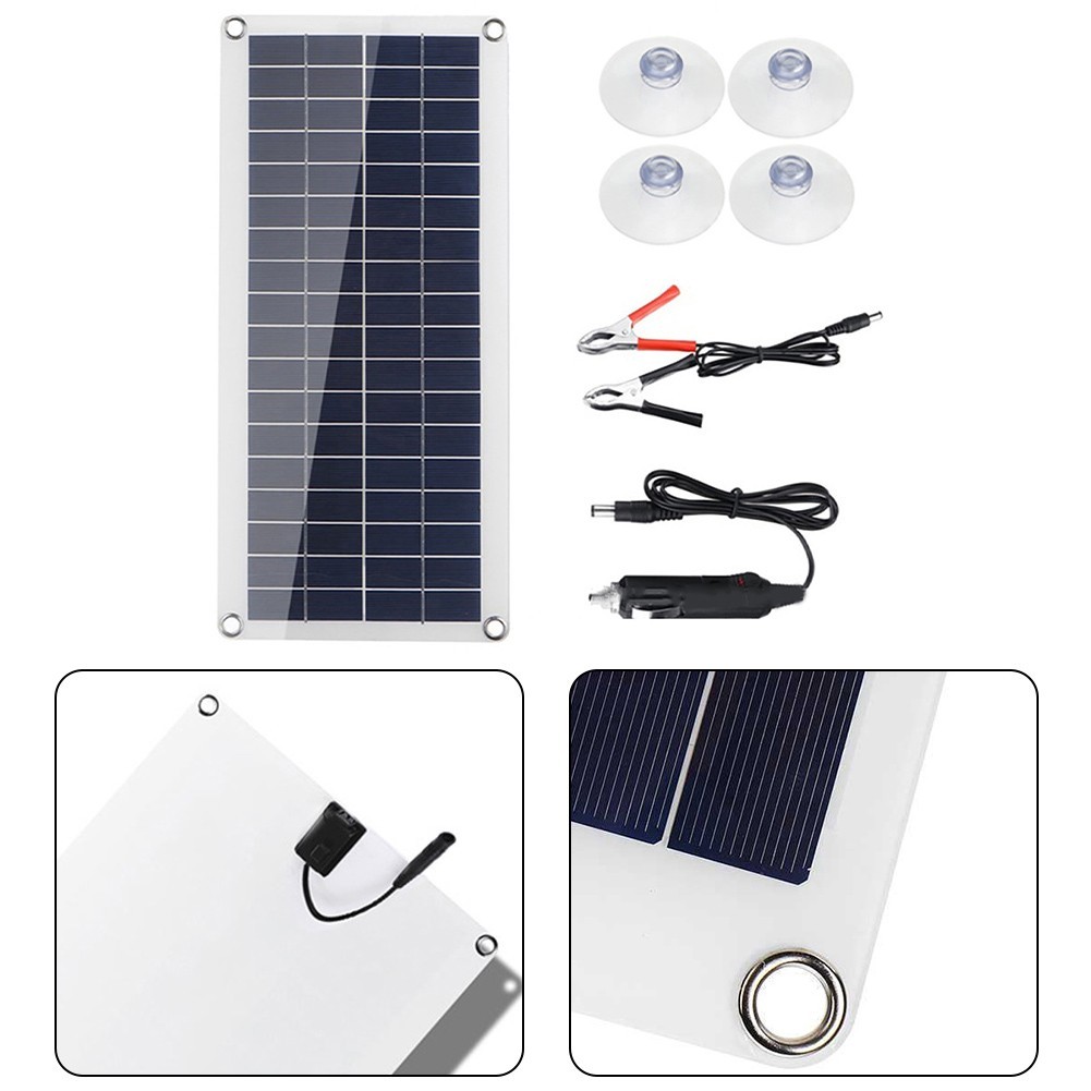 Flexible Solar Panel Kit with Dual USB Ports for Battery Charging Boat RV Car