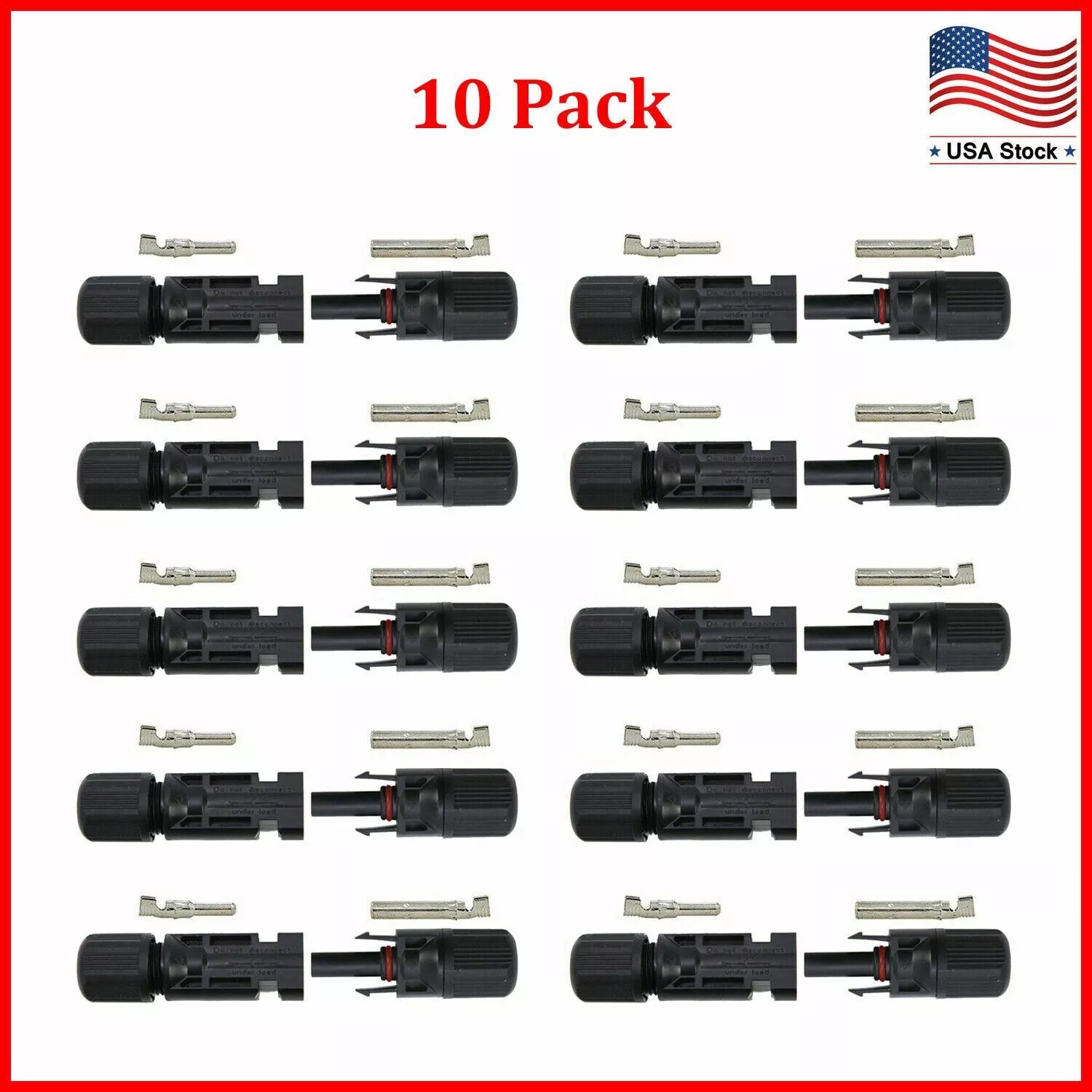 10 Pairs NEW Male + Female Fits MC4 Connector Wire – Solar Panel 30A Waterproof