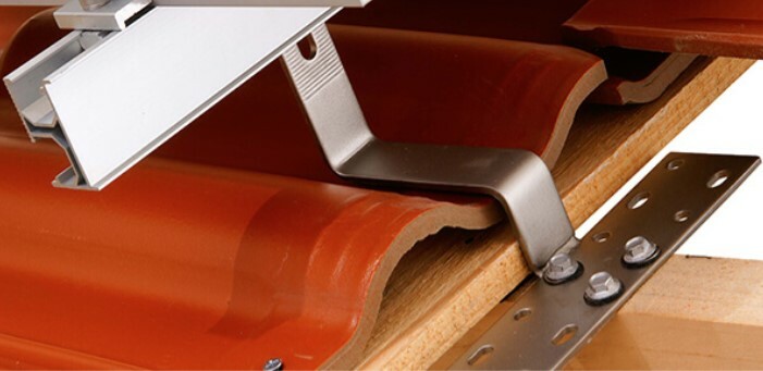 Solar Mounting Tile Roof Hook work with Flat, S, and W shaped tile roofs