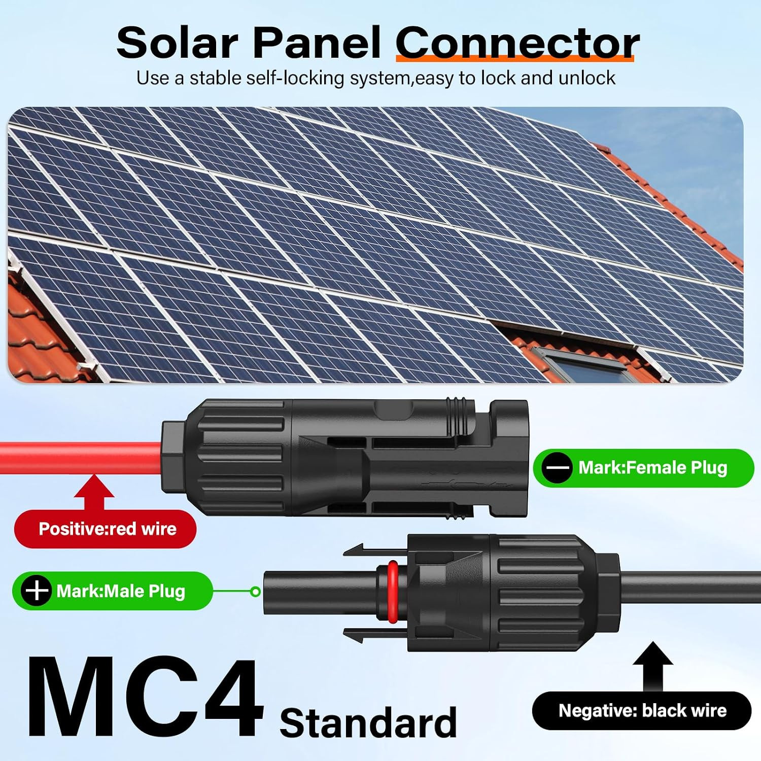 Solar Panel Extension Cable MC4 to DC 8Mm, 6.6FT 12AWG+14AWG Solar Charge Cable