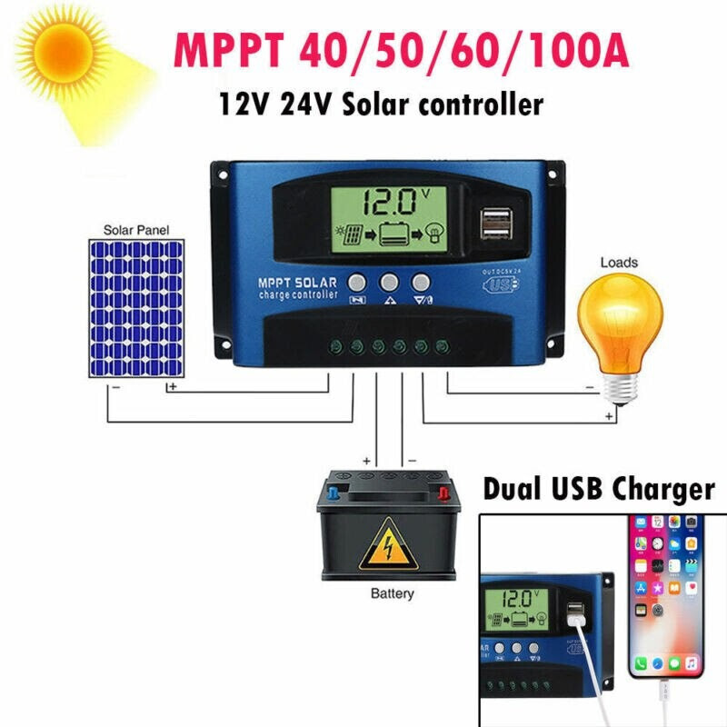 MPPT Solar Charge Controller PWM 100A Power Regulator 12V ✅✅✅