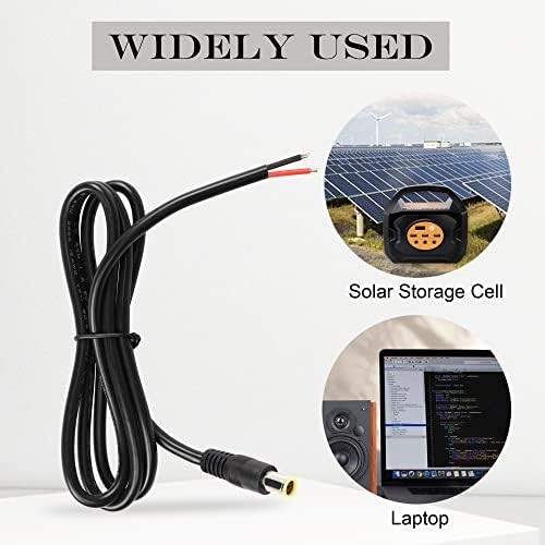 GINTOOYUN 2 Pack DC7909 Power Pigtails Cable, 12V DC 8mm Male Plug to Bare Wire