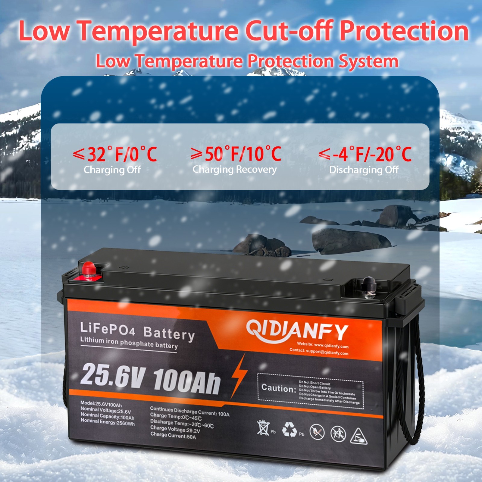 24V 100Ah LiFePO4 Lithium Battery 2560wh 100A BMS Deep Cycles For RV Off-Grid