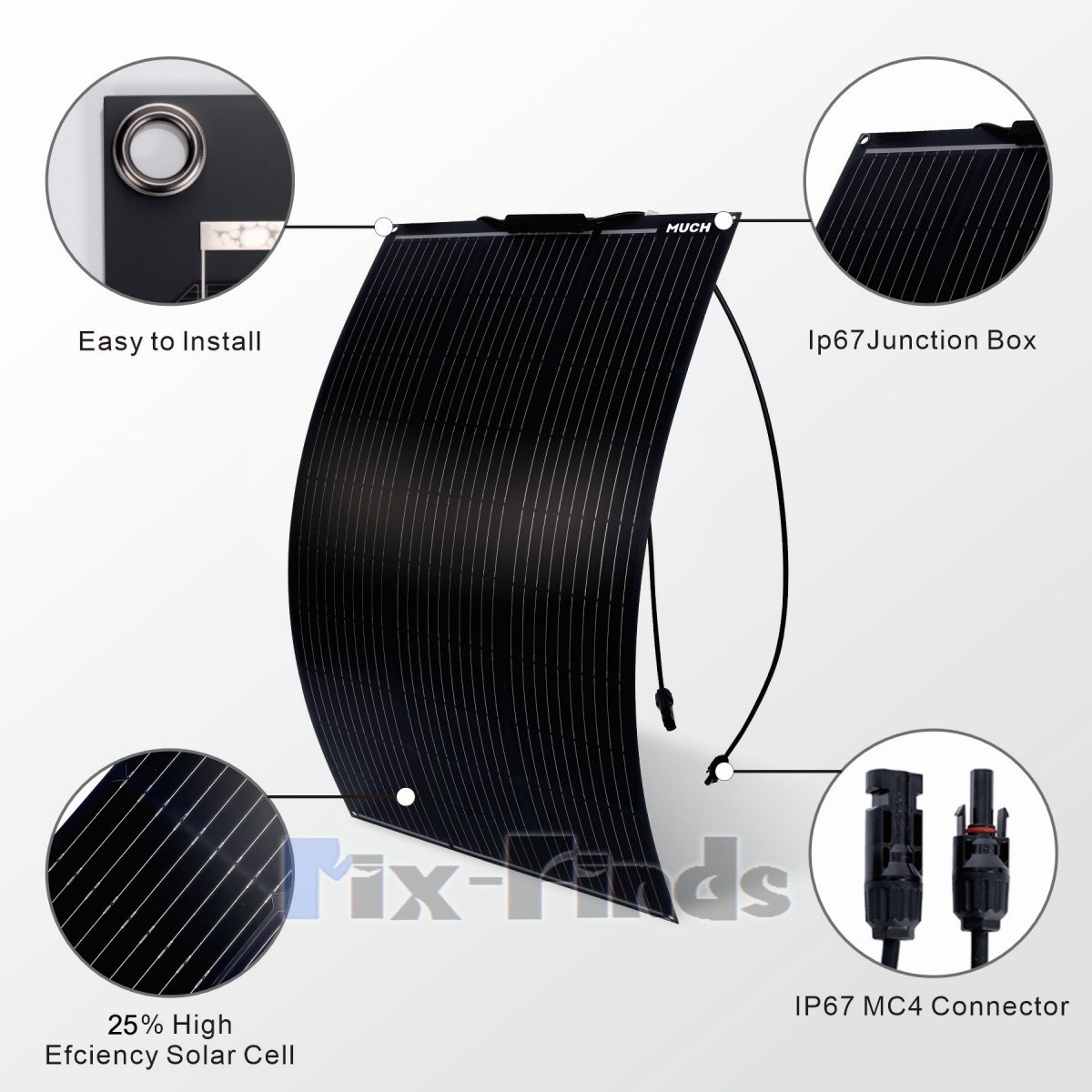200W Monocrystalline Flexible Solar Panel Portable PV for RV Camping Outdoor US