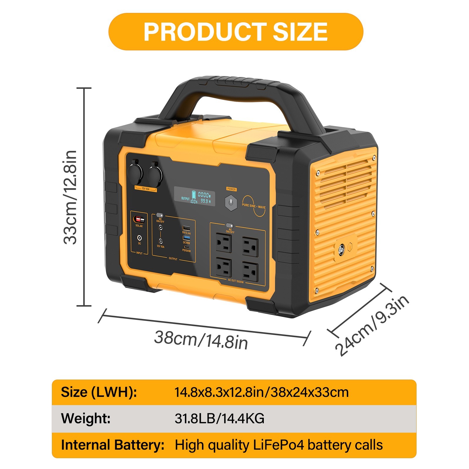 Portable Power Station Solar Generator for Camping RV Emergency 1000W/1024Wh