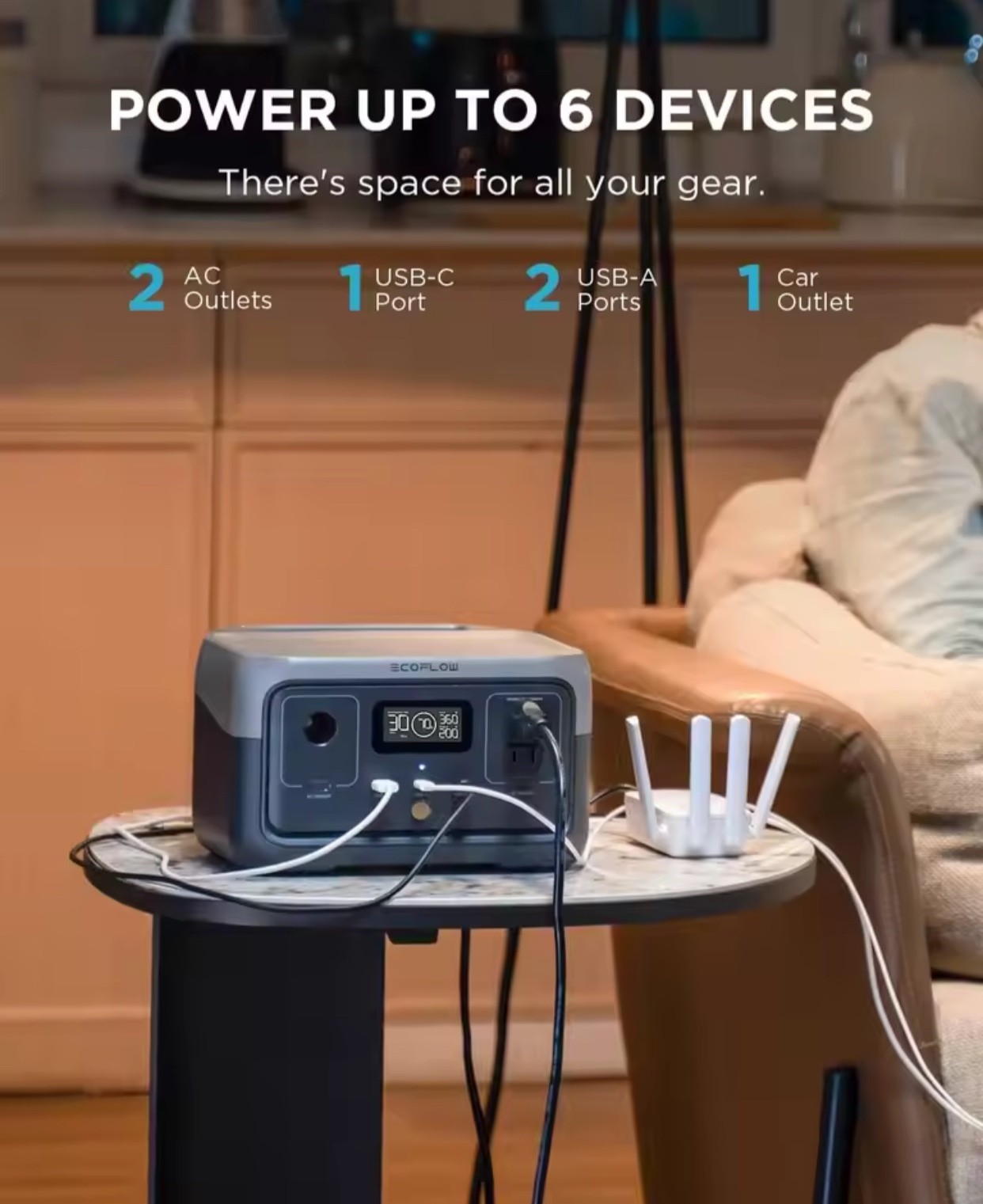 Portable Power Station RIVER 2, 243Wh LiFePO4 Battery/ 1 Hour Fast Charging, 2 U