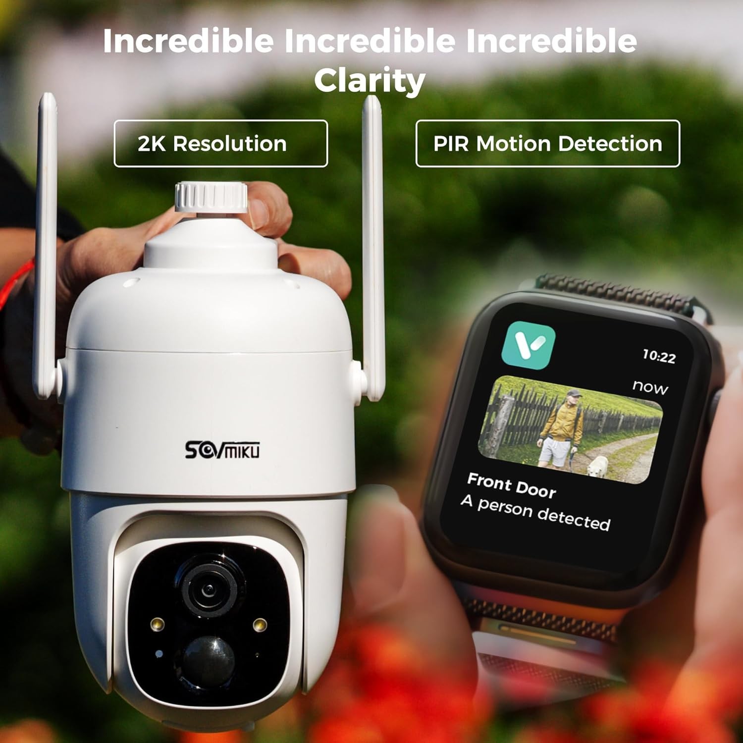SOVMIKU 2CQ1 AI 2K Solar Security Camera Wireless Outdoor, Battery Powered,Two W