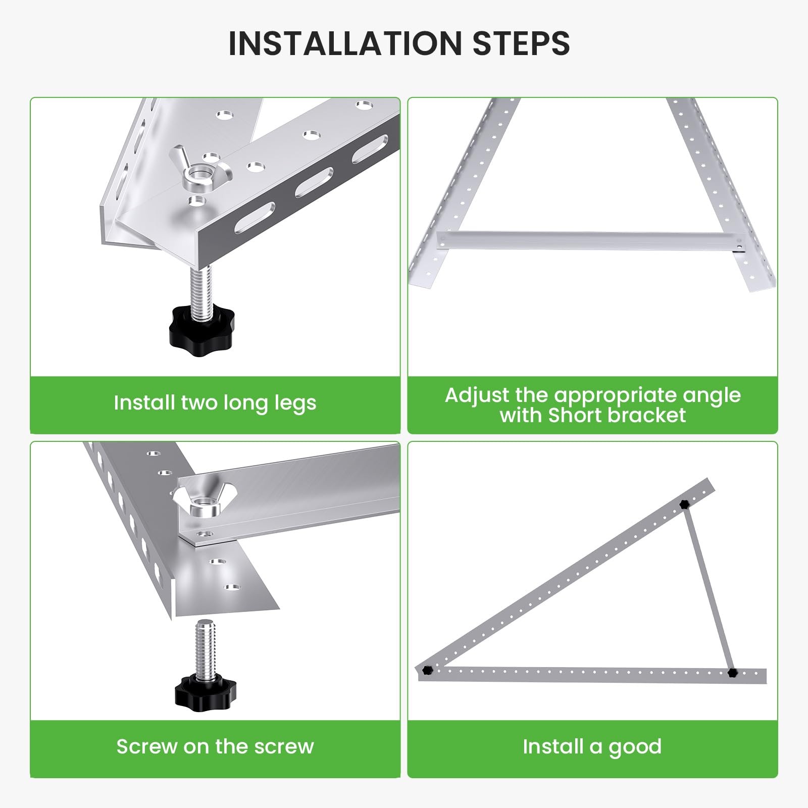 41in Adjustable Solar Panel Mount Brackets with Foldable Tilt Legs, Aluminum …