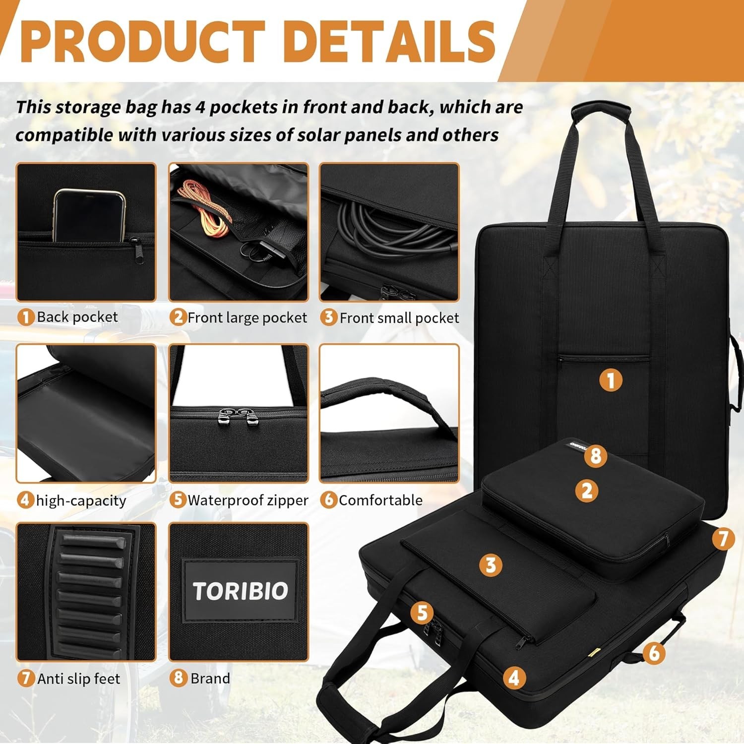 Solar Panel Travel Bag, Padded Portable Solar Panel Storage Bag Compatible wi…