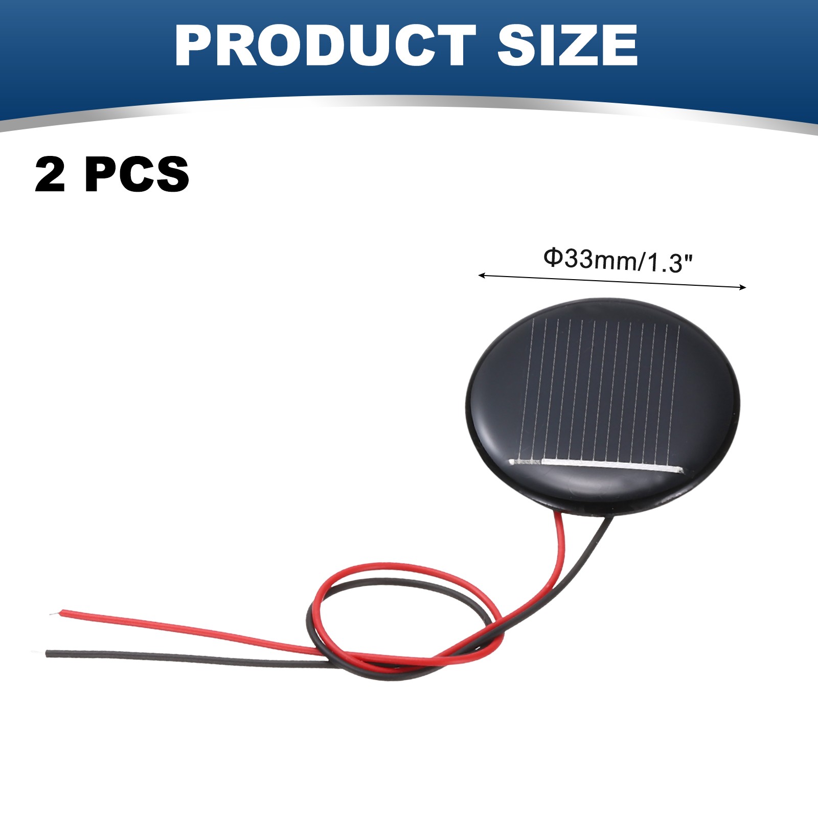 2Pcs 0.5V 0.07W 140mA Round Mini Solar Panels with Cable