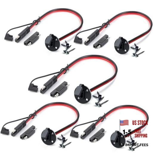 5 PCS – 2 Feet of 2 Pin SAE Socket Sidewall Port 10 AWG 5 pack (2 FT-10 AWG)
