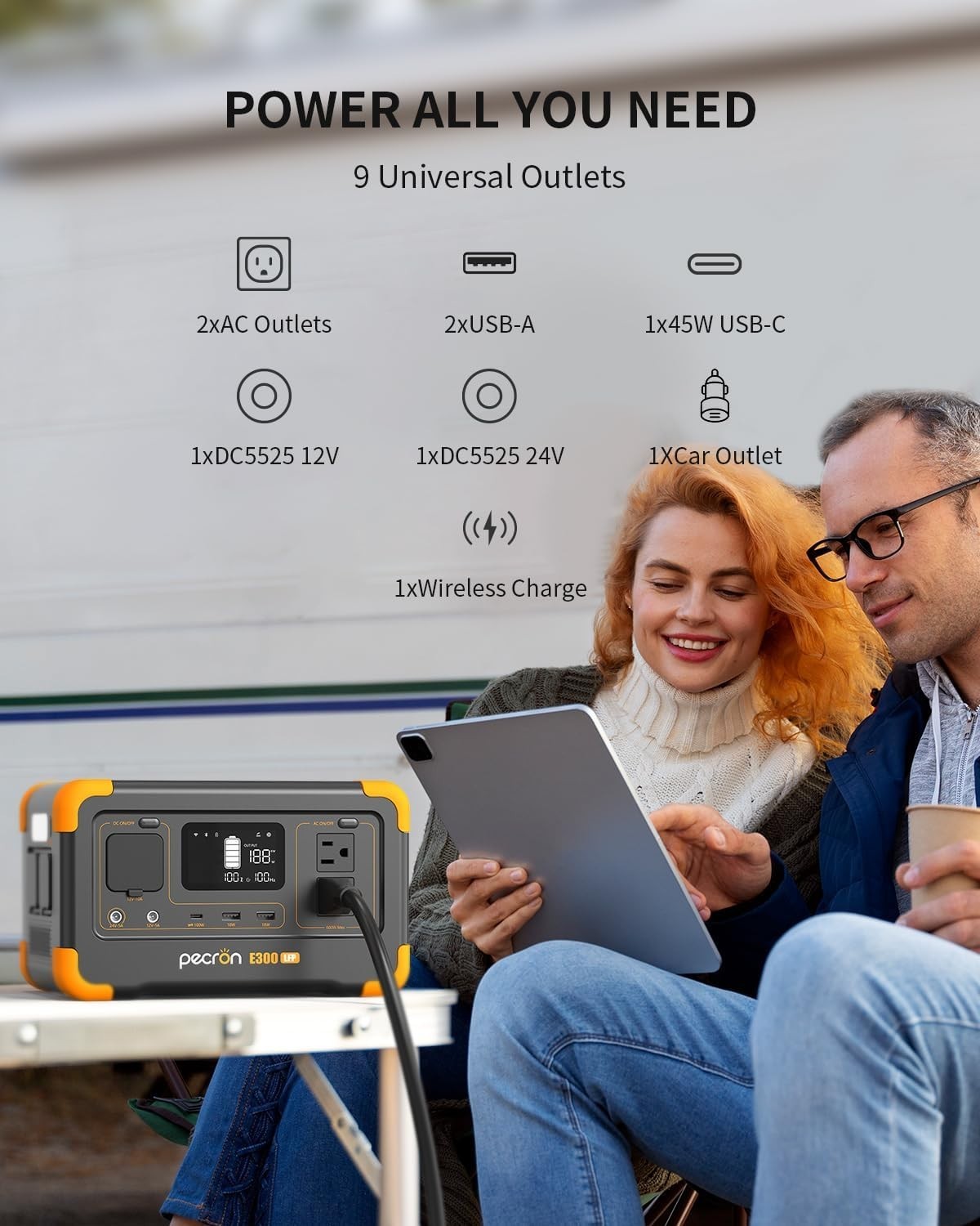 Compact E300LFP Power Station – Fast Charge 288Wh for All Your Essential Devices