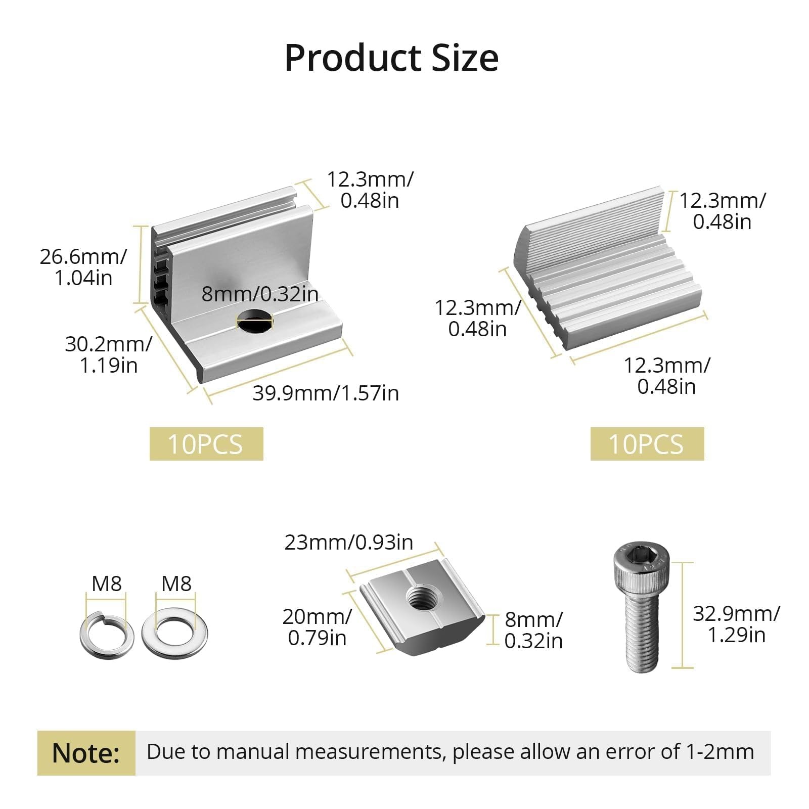 Solar Panel Mounting Brackets 30-50mm Adjustable, 10pcs Aluminum Solar Panel …