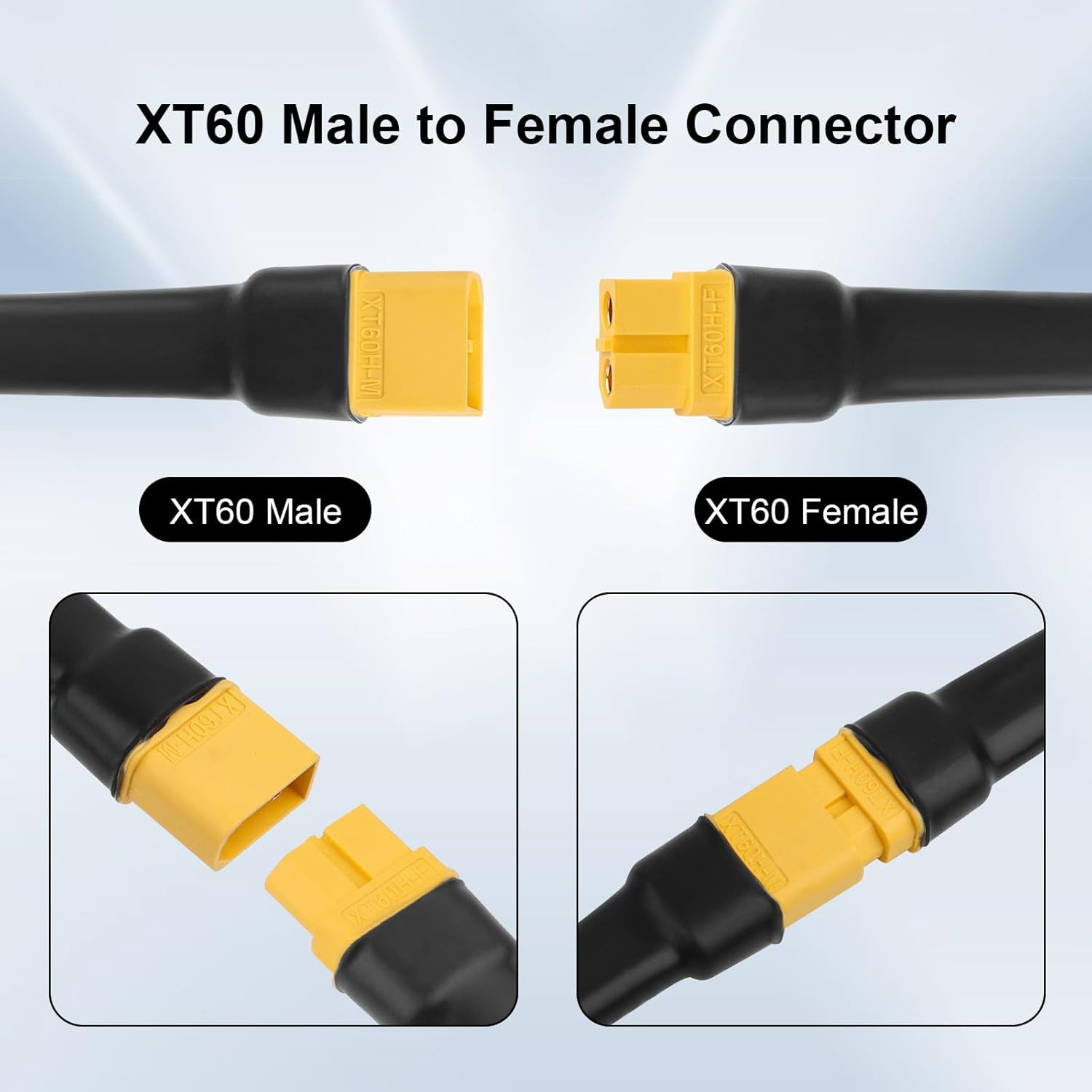 XT60 Extension Cable 3FT, 10AWG Tinned Copper Wire with XT60 Male to Female Conn