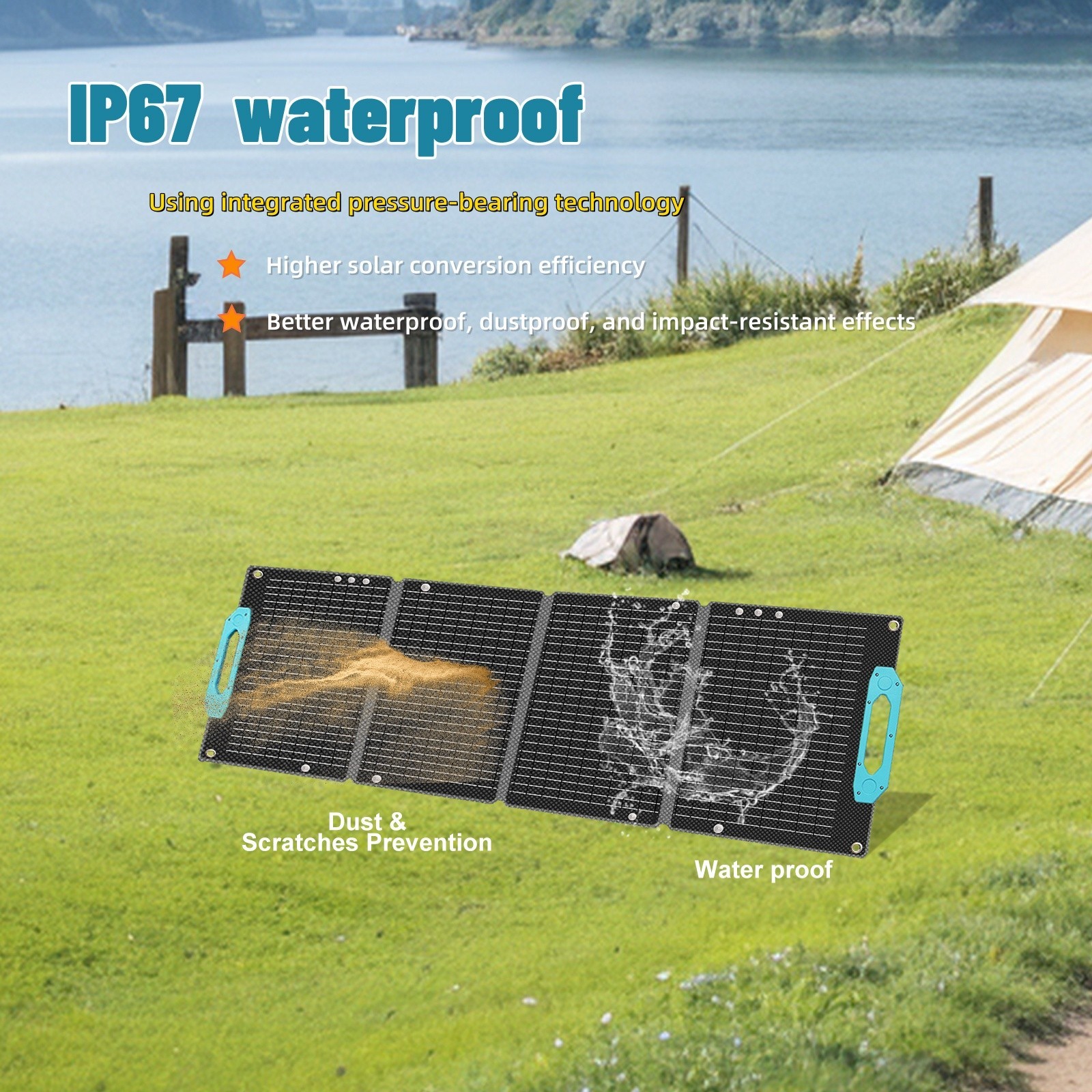 100 watt solar panels waterproof with USB & Type-C Output for Outdoor Camping RV