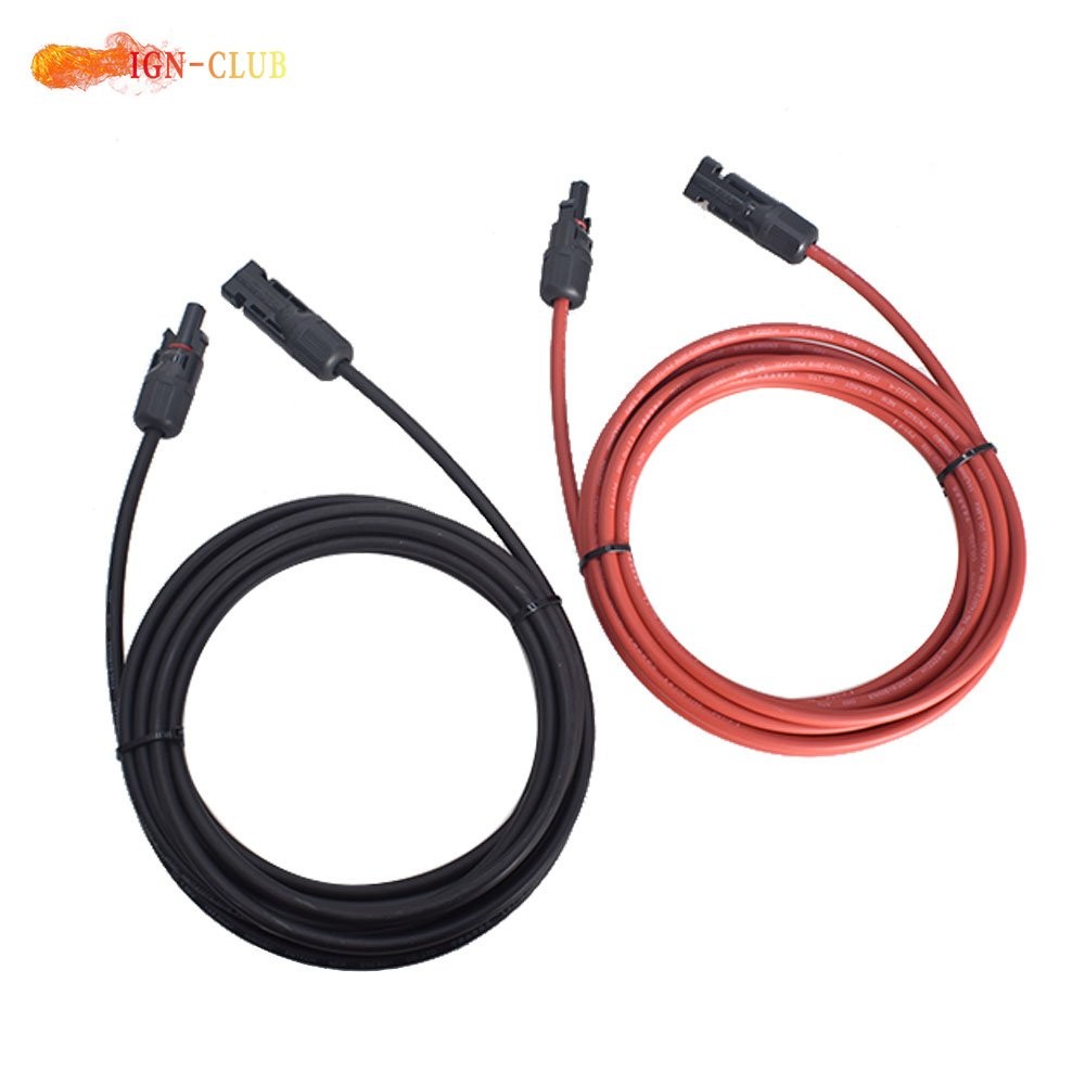 1 Pair 12AWG 15 Feet Black+Red Solar Panel Extension Cable Wire Connector